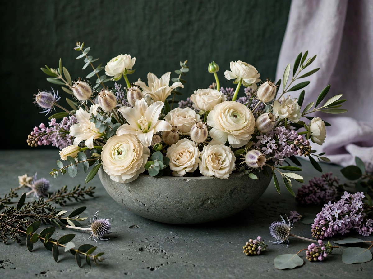 A broad low floral bowl