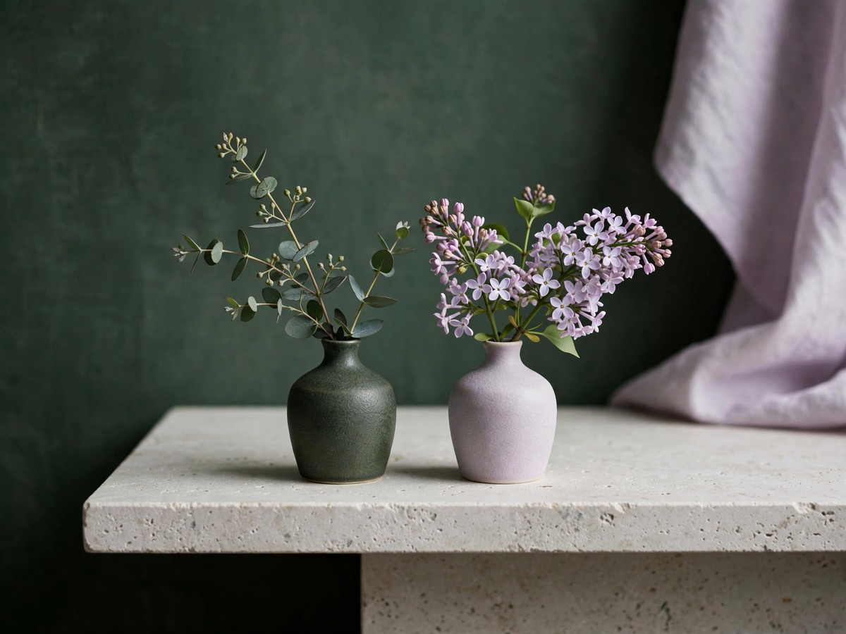 Two different small bud-vase arrangements